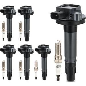 UF553 Ignition Coil & 5019 Double Iridium Spark Plug for Ford F-150 Edge Explorer Flex Mustang Transit Taurus Police Interceptor/Lincoln MKZ MKX MKT MKS Replaces# DG520, GN10237, 5C1652, 6736013