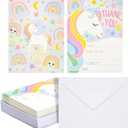 36 Pack Unicorn Fill In the Blank Thank You Cards with Envelopes, Kids Greeting Cards (5.5 x 4.2 In)