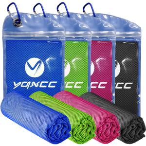 YQXCC Cooling Towels | 4 Pack 47"x12" | Ice Cool for Neck | Microfiber Soft Breathable Chilly | for Yoga, Sports, Golf, Gym, Camping, Running, Fitness, Workout & More Activities (Dark Blue/Dark Gray/Rose Red/Green)