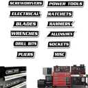 12 Pack of Magnetic Toolbox Labels, 3D-Printed Tool Box Labels, General Tool Box Organize Accessories, Reusable Tags for Steel Toolboxes, Carts, Drawers, and Cabinets(Black)