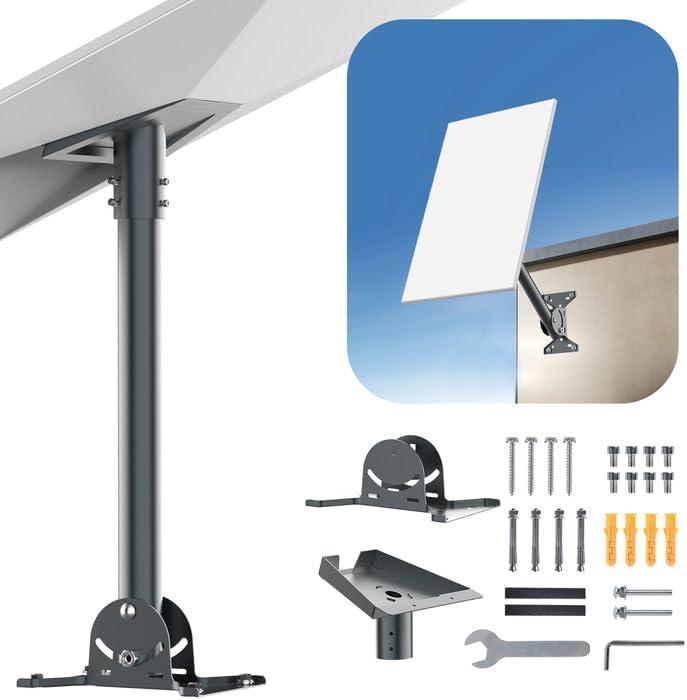 Starlink Mount - Compatible with Gen 3 Starlink Mount, Adjustable V3 Stainless Steel Starlink Roof Mounting Kit, Includes Pipe and Pipe Adapter for Wall Mount/Roof Mount