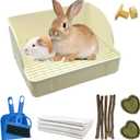 Rabbit Litter Box Toilet,Bunny Plastic Square Cage Toilet with Grate Rabbits Corner Litter Bedding Small Animal Pet Bunny Box Potty Trainer Pet Pan for Guinea Pig,Ferret,Chinchilla(White)