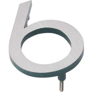 Montague Metal Products MHN-12-F-HG2-6 Solid Brushed Aluminum Modern Floating Address House Numbers, 12", Satin Nickel Powder Hunter Green Two-Tone