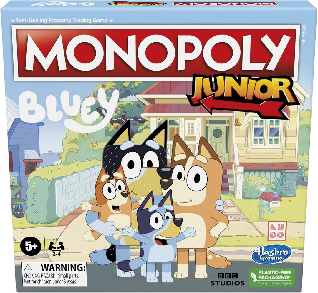 Hasbro Gaming Monopoly Junior Bluey Edition Board Game | Kids Play as Bluey, Bingo, Mum & Dad for Girls & Boys | Ages 5+ 