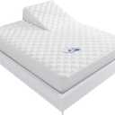Waterproof Split Top King Mattress Pad Protector for Adjustable Bed, 34" Top Split from Head, Noiseless, Soft Padded Matress Protector