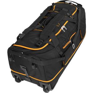 31” 95L Expandable to 125L Foldable Wheeled Duffle Bag, Black Orange