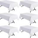 sancua 6 Pack White Tablecloth 60 x 102 Inch, Rectangle Table Cloth for 6 Feet Tables - Stain and Wrinkle Resistant Washable Polyester Table Cover for Dining Tables, Buffet Parties and Camping