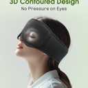 Bamboo Cotton Large Sleep Mask with Bluetooth Wireless Headphones - Blackout Eye Mask for Sleeping 3D Contoured Sleep Headband Ear Muffs Lengthen & Low Noise Hook for Better Experience (Black)