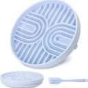 2 in 1 Slow Feeder Dog Bowls with Suction Cups,Silicone Lick Mat for Dogs,DIY Wet or Dry Food,Dishwasher Safe,Blue,UU Bowl,Textured Lick Pad