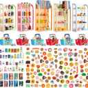 164pcs Miniature Supermarket Shelves Furniture Model 4 Layers Shelf Display Rack Doll House Accessory Storage Bookshelf Accessories Mini Locker Decor Food Drink Bottle Toy Cosplay Game Party