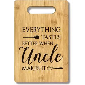 FONDCANYON Uncle Gifts, Gifts For Uncle, Everything Tastes Better When Uncle Makes It Aunt Uncle Gift Bamboo Cutting Board Kitchen Decor, Uncle Gifts For Uncle Birthday Christmas From Nephew Niece