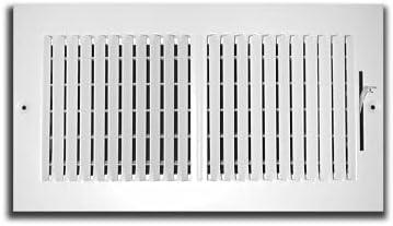 Hartford Ventilation Two Way Wall Vent Cover - Adjustable Flow and Direction Control for Sidewall or Ceiling Vent - Efficient Air Vent - Screws Included (8" x 4")
