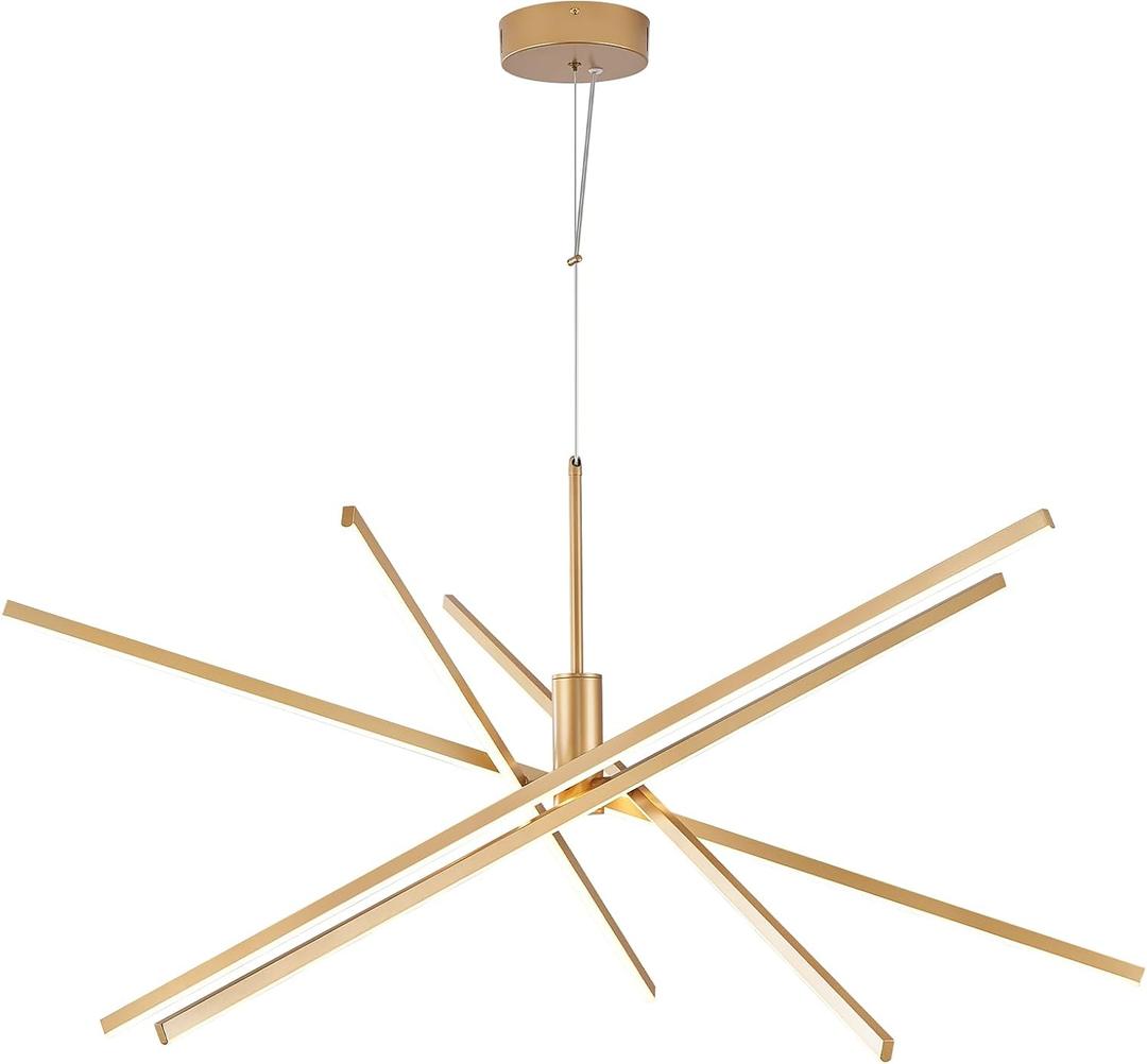 Big Gold Chandelier for Foyer Living Room 48 Inches High Ceiling Chandeliers Modern Remote Control Sputnik Chandelier for Large Living Room Dining Room Foyer