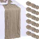 6Pcs Khaki Cheesecloth Table Runner 120 Inch10FT Nude Rustic Boho Cheesecloth Table Runnerfor Wedding Party Baby Shower Birthday Home Decor Holiday Decorations
