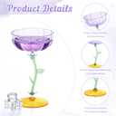 HKSZEH 24 Pcs Purple Plastic Ribbed Coupe Glasses Detachable 7oz Flower Cocktail Glasses Modern Wavy Plastic Cocktail Coupes Disposable Martini Glasses Mimosa Glassware champagne goblets (24, Purple)