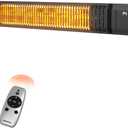 Powerscale Infrared Heater 1500W with Remote, 2.5s Instant Heat & Memory Function, Electric Patio Heater 4 Heat Levels, IP65 Waterproof - Indoor/Outdoor Space Heater for Garage, Backyard, Black