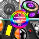 DJ Moving Head Light, 3-Axis Infinite Rotation 7-Beam Stage Light, 108pcs 0.2W RGB LEDs Colorful Ring & Amber Strobe, Sound Active DMX512 19/25CH for Disco Party Wedding Live House