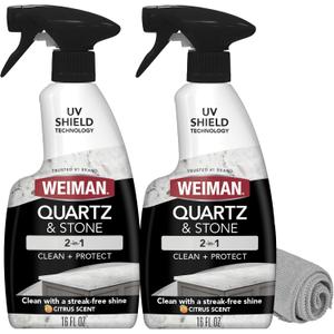 Weiman Quartz & Stone Countertop Cleaner and Polish, 2 Pack with Towel