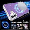 TEECOVER for iPhone 16 Plus Case 6.7-Inch, [Clear Wavy Border][Sparkly Glitters][Fit for MagSafe] Shockproof Cute Slim Phone Case for Women & Girls - Purple