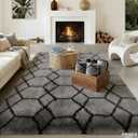 8x10 FT Soft Rug for Living Room, Geometric Shag Soft Area Rug, Classic Rug Anti-Skid High Pile Fluffy Carpet for Kids Room Nursery, Dorm Home Decor