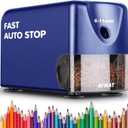 AFMAT Heavy Duty Electric Pencil Sharpener for 6-11mm Colored Pencils, Classroom Pencil Sharpeners for Large Pencils, Auto Stop Pencil Sharpener Plug in, Fast Sharpen in 3s, Sharp Point, PSX3 (Blue)