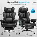 COMHOMA Big and Tall Office Chair Heavy Duty Wide Ergonomic Gaming Chair with Deluxe Embossing Designed Leather with Foot Rest,150Reclining Adjustable Armrests Pocket Spring Back Support and Pillow