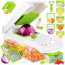 Vegetable Chopper, Pro Onion Chopper, 14 in 1Multifunctional Food Chopper, Kitchen Vegetable Slicer Dicer Cutter,Veggie Chopper With 8 Blades,Carrot and Garlic With Container