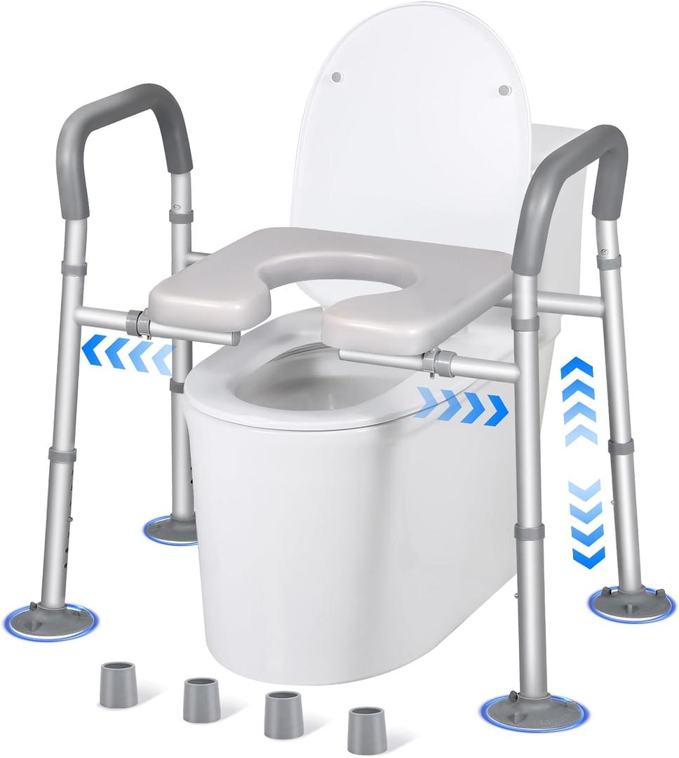 FSA/HSA Eligible Width & Height Adjustable Raised Toilet Seat with Handles, Toilet Seat Risers for Seniors, Toilet Riser with Handles, Elevated Toilet Seat with Handles (Without Bucket)