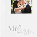 Lanpn Wedding Photo Album 4x6 300 Pocket Photos Slip in, Linen Cover Large Capacity Newlywed Marriage Window Album Hold 300 Horizontal Photos (Mr & Mrs, White)
