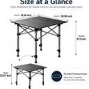 Adjustable Height Folding Camping Table, Portable Outdoor Picnic Desk, Black, 20.87 x 21.26 x 20.87 inches