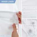 Furlinic Extra Long Waffle Weave No Hook Shower Curtain with Snap in Liner,Heavy Duty Textured Fabric Bathroom Curtains,Hotel Style with Mesh Top Window,Waterproof & Machine Washable,White,71x96.