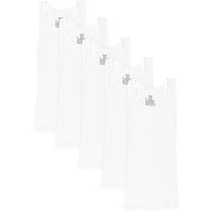 Hanes Boys' Ecosmart Cotton Tank Undershirt 5-Pack (Medium, White)