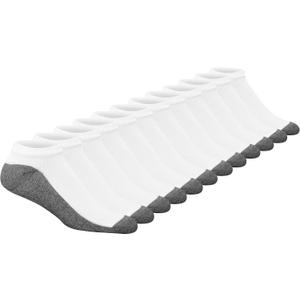 Hanes Men's Max Cushion Low Cut Socks, 6 and 8 Packs (White - 12 Pair Pack)