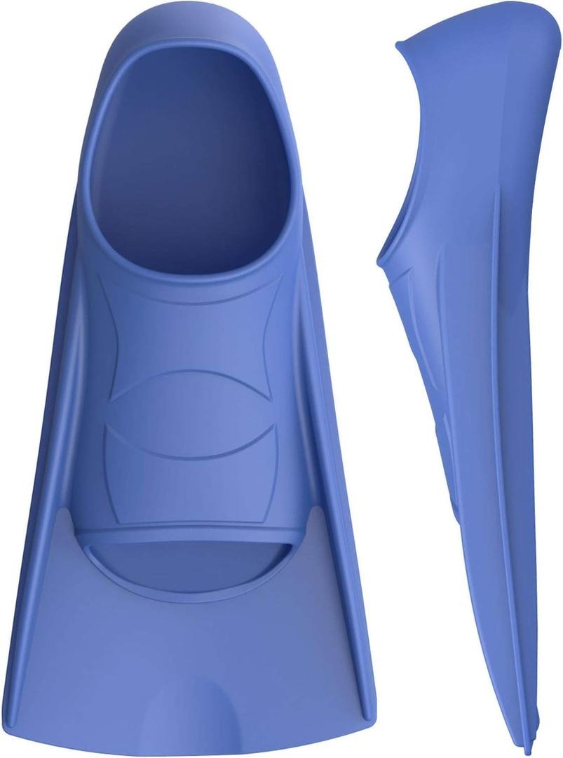 Gintenco Swim Fins, Kids Swim Training Fins for Lap Swimming, Travel Size Flippers with Mesh Bag, Silicone Swimming Fins for Kids Teens Adults Women Men (XXXS(Jr 10-11), Light Blue)