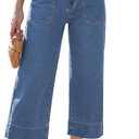 LookbookStore Capri Jeans for Women Wide Leg Trendy High Waisted Baggy Straight Casual Summer Stretch Denim Capris Pants, Size L