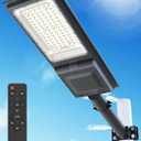 Engrepo Solar Street Lights Outdoor IP65 Waterproof Security Led Flood Light with Remote Control Dusk to Dawn Security Light with 25000mAh 15-Hour Runtime for Wall, Barn, Parking Lot.