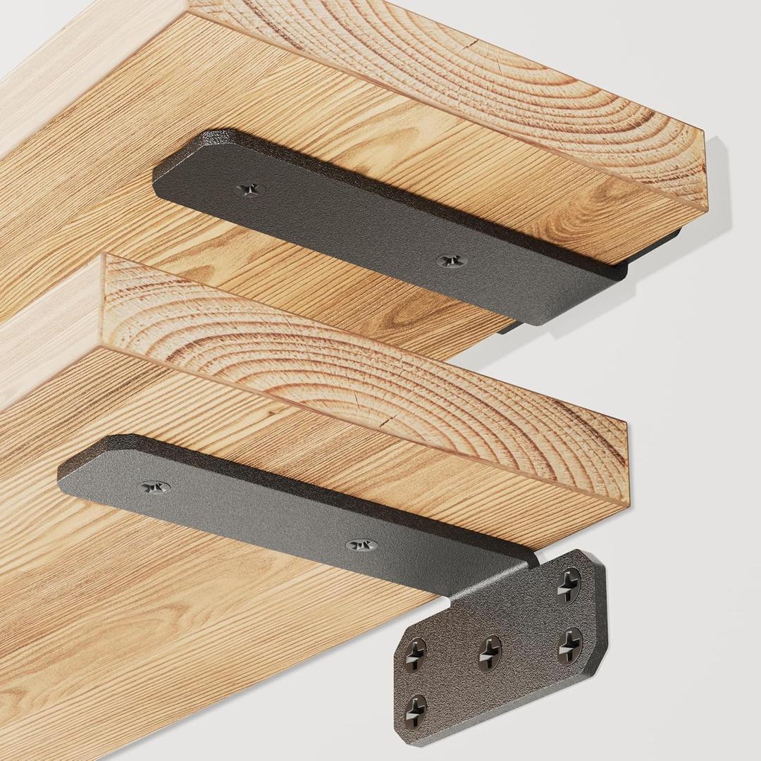 SKYSEN 12 Pack 6" Floating Shelf Bracket, Shelves Brackets, Wood Shelving Brackets Hardware - Heavy Duty - 4/6/8/10/12 inch - Real Hidden Bracket Designtzj6-12