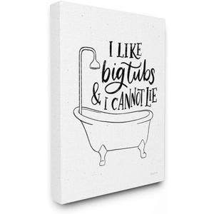 Stupell Industries I Like Big Tubs Bathroom Joke Black White Word Parody, Designed by Becky Thorns Wall Art, 30" x 40", Canvas