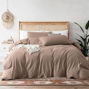 Tan Duvet Cover Queen Size - Extra Cozy Bedding- 160 GSM Ultra Soft Duvet Cover Set with 2 Pillow Shams - 3 Pieces - Comforter Not Included (Queen (90"x90"))