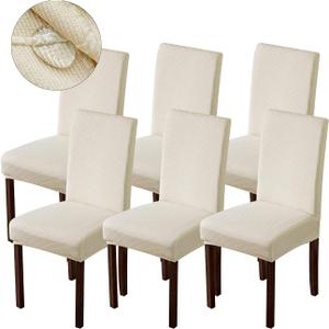 Genina Waterproof Chair Covers for Dining Room Dining Chair Covers Kitchen Parsons Chair Cover (Beige, 6 PCS)