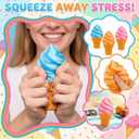 2 x Ice Cream Squeeze Squishy, Ice Cream Cone Squishy, Slow Rise Sensory Fidget Toy, Easter Basket Stuffers Party Favors Summer Sensory Stress Relief (Orange)