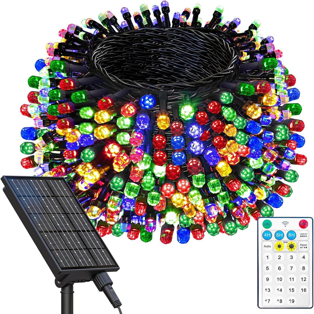 Solar Christmas Lights Outdoor,Upgraded 139Ft 400 LED Christmas Light with Remote,IP65 Waterproof 19 Modes Solar String Lights for Outside Patio Xmas Tree Christmas Decoration,Multicolor