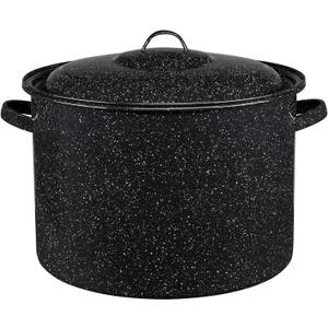 Granite Ware 21-Quart Stockpot, Large Capacity for Soups, Stews, Pasta - Durable Graniteware with Non-Stick Surface for Easy Cleaning - Chip-Resistant & Even Heat Distribution (Speckled Black)