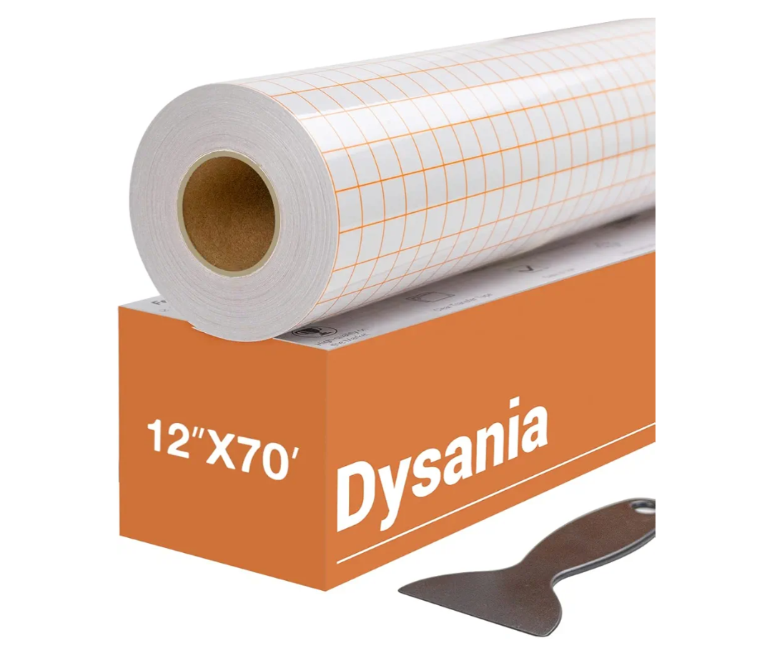 Transfer Tape for Vinyl - 12" x 70 FT w/Orange Alignment Grid for Adhesive Vinyl - Medium Tack Vinyl Transfer Tape for Silhouette Cameo, Decals, Signs, Windows and Stickers