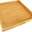 BARsics 24x24 inches Square Oak Wooden Ottoman Tray, Large Living Room Serving Tray