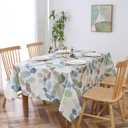 Randall Colorful Leaf Printed Rectangle Decorative Tablecloth 60"x84"x1 Wrinkle Free and Spillproof Oblong Table Cloth Cover for Home Kitchen Dinning and Party(6-8 Seats, Blue/Green/Tan)