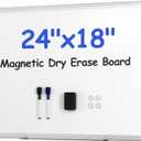 VUSIGN Magnetic White Board Kit for Wall 24" x 18", 1 Dry Eraser & 2 Multicolor Markers & 4 Magnetic Pins, Sliver Reinforced Aluminum Frame for Home, School, Office (Silver)