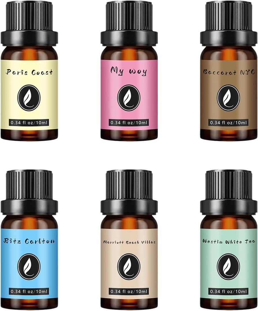 Hotel Diffuser Oil Discovery Kit - Buyers Best Picks - 10 mLX6, 0.34 fl oz Hotel Fragrance Oil Gift Set - Inspired by The Baccarat NYC, Paris CoastMy Way and Ritz Carlton and Other Hotel Scents