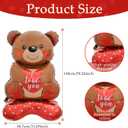 2 x Valentines Day Bear Standing Balloons, 1Pcs Giant 58Inch Bear Aluminum Foil Mylar Balloons for Valentine's Day Birthday Wedding Party Decorations