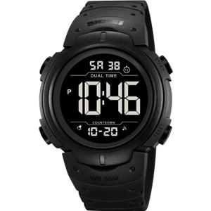 Mens Digital Watch Large Display Easy to Read Time Sports Watches Multifunction Stopwatch Timer Alarm Dual Time Date LED Light Wrist Watches for Men Women (Blackblack)